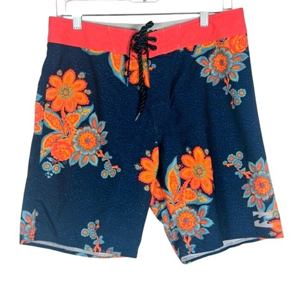 Billabong Platinum X Sundays Board Shorts Mens 31 Floral Paisley Navy Orange